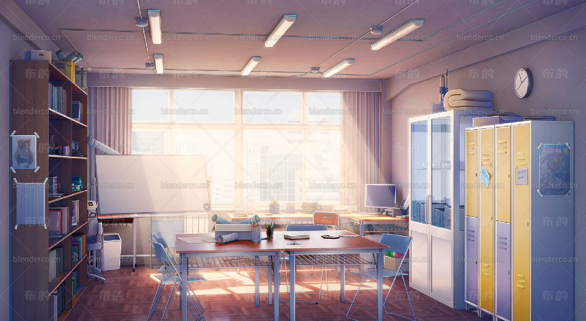 三渲二办公室模型-blender布的37