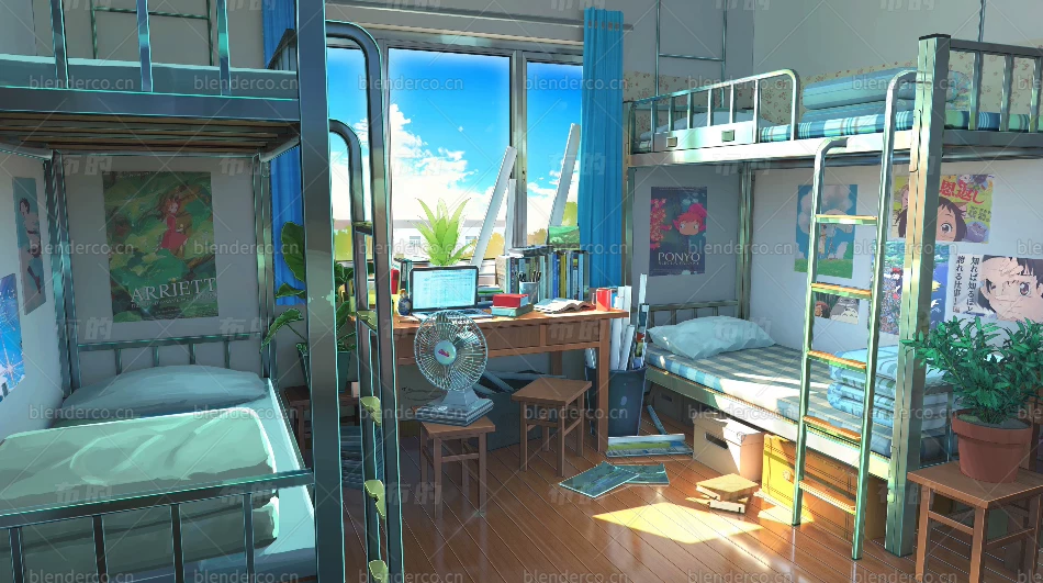 三渲二寝室模型-blender布的34